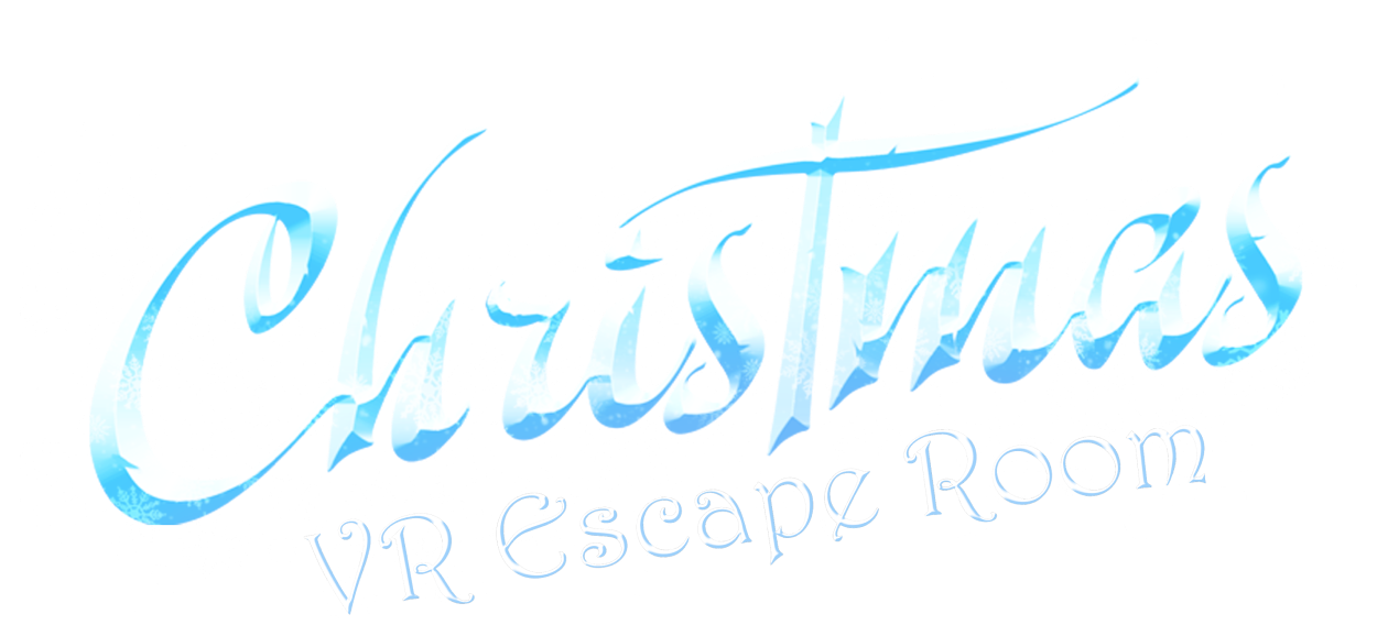Ice-style cursive heading that reads "Christmas VR Escape Room - Up to 6 Players".